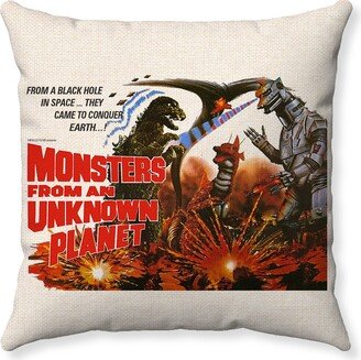 1975 Uk Godzilla Movie Poster Pillow - Monsters From An Unknown Planet Decorative Vintage Cover