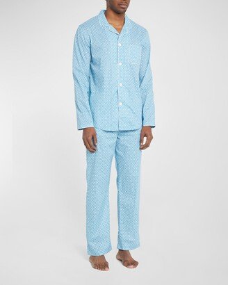 Men's Modern-Fit Patterned Cotton Pajama Set