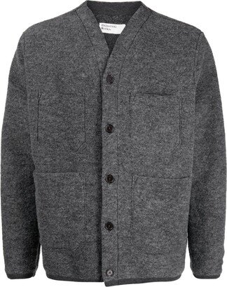 V-neck four-pocket cardigan