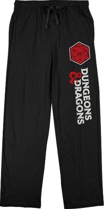 Dungeons & Dragons Logo and Dice Graphic Mens Black Graphic Print Sleep Pajama Pants - M