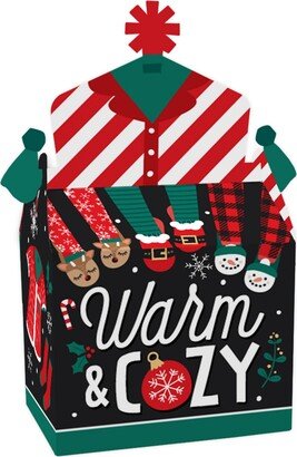 Big Dot of Happiness Christmas Pajamas - Treat Box Party Favors - Holiday Plaid Pj Party Goodie Gable Boxes - Set of 12