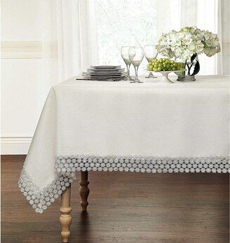 Kate Aurora Lux Living Textured Macrame Trimmed Off White Fabric Tablecloth - 60 in. W x 90 in. L