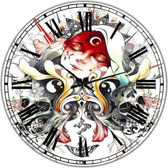 Designart Sleeping Girl On Blossoming Skulls Large Modern Wall Clock - 36 x 36