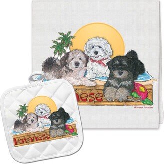 Havanese Kitchen Dish Towel & Pot Holder Gift Set