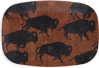 Serving Platters: Bison Stampede - Inkwell On Brandywine Serving Platter, Brown