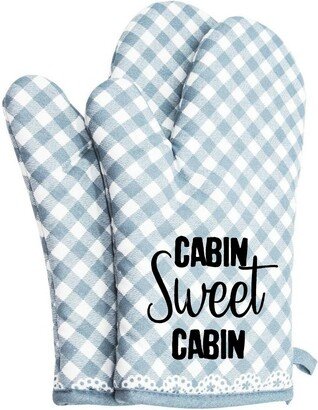 Cabin Sweet Cabin Oven Mitts Cute Pair Kitchen Potholders Bbq Gloves Cooking Baking Grilling Non Slip Cotton