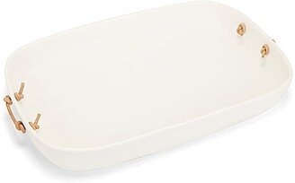 Tina Frey Designs Extra Large Tray with Leather Handles in White