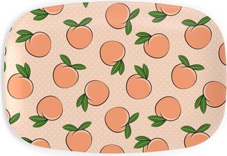 Serving Platters: Peachy Polka Dots - Peach Serving Platter, Orange