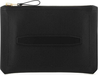 Logo Embossed Zipped Clutch Bag-AG