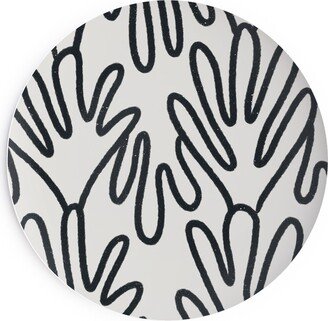 Salad Plates: Wavy Lines - Black On White Salad Plate, White