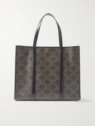 Triomphe XL Leather-Trimmed Logo-Print Coated-Canvas Tote Bag