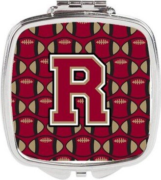 CJ1078-RSCM Letter R Football Garnet & Gold Compact Mirror