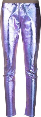 Iridescent-Effect Skinny Trousers