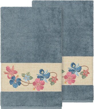 Teal Caroline Embellished Bath Towel - Set of 2