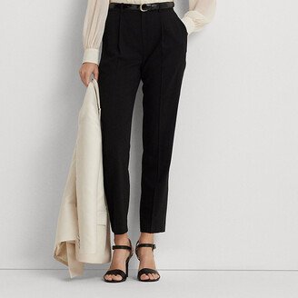 Ralph Lauren Satin-Stripe Wool Crepe Straight Pant