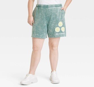 Women's SmileyWorld What Makes You Smile Graphic Shorts - Green