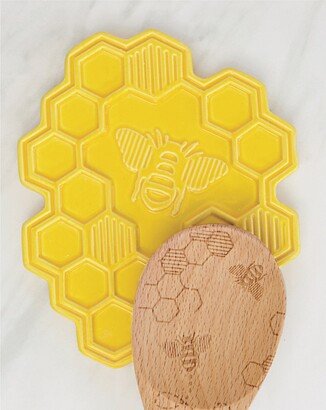 Ceramic Spoon Rest, Honey Bee Collection, Yellow