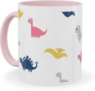 Mugs: Dino Print - Multi Ceramic Mug, Pink, 11Oz, Multicolor