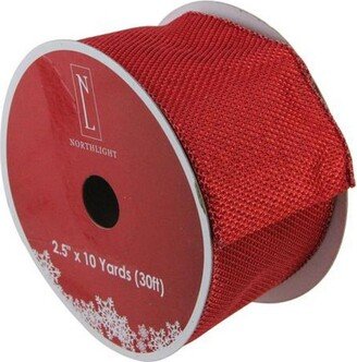 Northlight Shimmering Red Wired Christmas Craft Ribbon 2.5