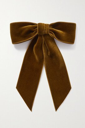 Wide Velvet Bow Hair Clip - Brown