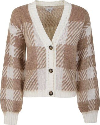 Checkered Button-Up Cardigan