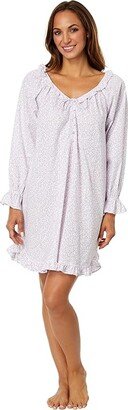 Poet Sleepshirt with Long Sleeves (White Ditsy) Women's Pajama