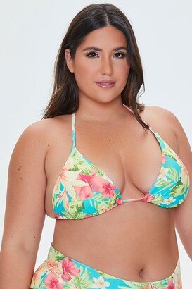 Plus Size Tropical Leaf Bikini Top