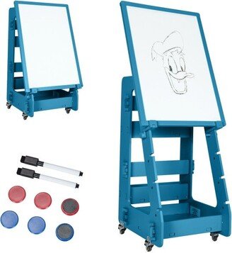 Multifunctional Kids' Standing Art Easel with Dry-Erase Board -Navy - 19.5 x 18.5 x 34.5-48.5