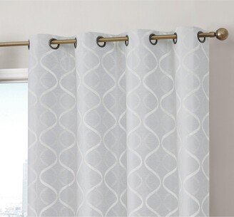 Versailles Lattice Flocked 100% Complete Blackout Thermal Insulated Window Curtain Grommet Panels, Energy Savings & Soundproof, For Living Room