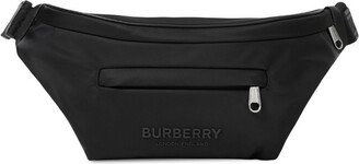 Black Curve Logo-Embossed Belt Bag