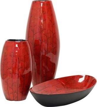 StyleCraft Home Collection StyleCraft Panela Red Urns with Bowl