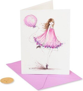 Fashion Girl with Balloon Card - PAPYRUS