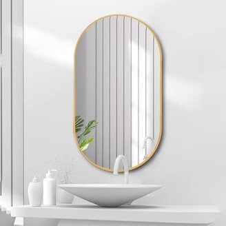 Siavonce Wall Mounted Mirror Oval Bathroom Mirror Vanity Wall Mirror - 36*1.6*18