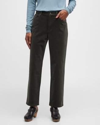 High-Rise Cropped Corduroy Pants