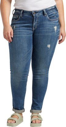 Plus Size Indigo Wash Ripped Girlfriend Jeans