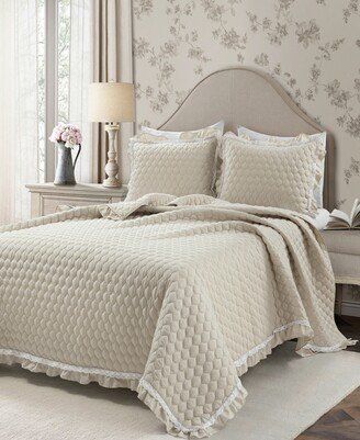 Ella Ruffle Lace 3-Piece Quilt Set, Full/Queen