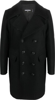 Logo-Button Double-Breasted Coat