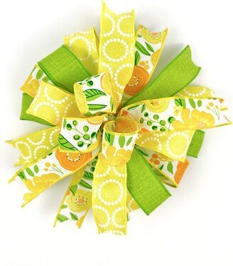 Ready-Made Summer Bow For Signs Or Wreaths Lanterns, Yellow Front Door Hanger Outdoor Bow, Floral Wreath Accent & Decorative