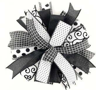 Black & White Bow For Wreaths & Lanterns, Decorative Bow, Wreath Embellishment, Door Hanger, Outdoor Accent