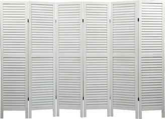 WELLFOR Sycamore wood 6 Panel Folding Louvered Dsign Screen,Room Divider