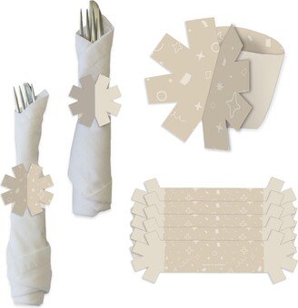 Big Dot Of Happiness Tan Confetti Stars Simple Party Paper Napkin Holder Napkin Rings Set of 24 - Beige/Khaki