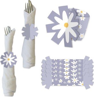 Big Dot Of Happiness Purple Daisy Flowers - Floral Party Paper Napkin Holder - Napkin Rings - 24 Ct