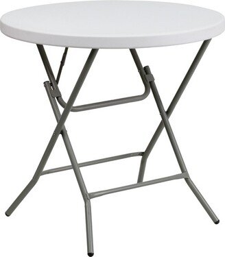 Emma and Oliver 2.63-Foot Round Granite White Plastic Folding Table - Event Table