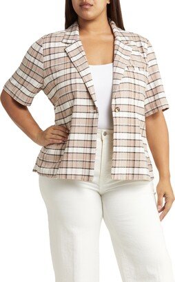 Plaid Short Sleeve Blazer