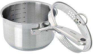 Induction 21 Steel 2.5-Qt. Saucepan with Pouring Spouts & Strainer Glass Lid