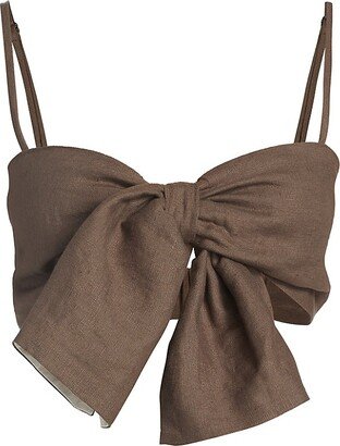 Hevron Veronique Tie-Front Crop Top