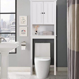 NOVABASA Wooden locker in bathroom, space saver on toilet, adjustable shelf