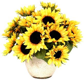 Creative Displays Yellow Sunflower Floral Arrangement In A Ceramic Vase