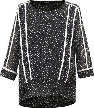 Smart and Joy Polka Dots White Trim Chiffon Blouse