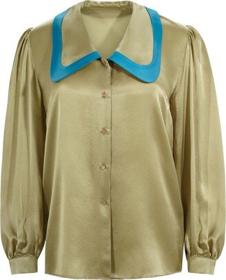 Flabelus Baseball Olive Green Blouse